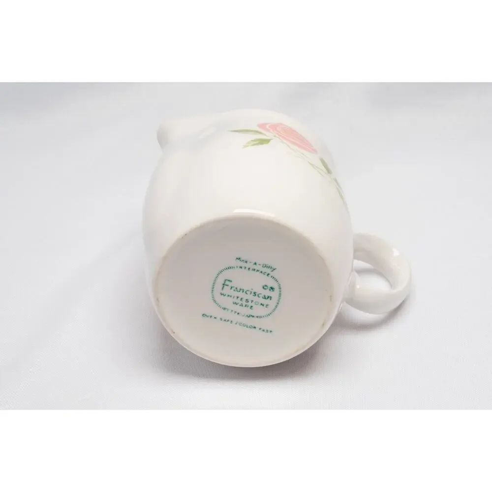 Vintage Franciscan Whitestone Pink-a-Dilly Creamer Pink Rose